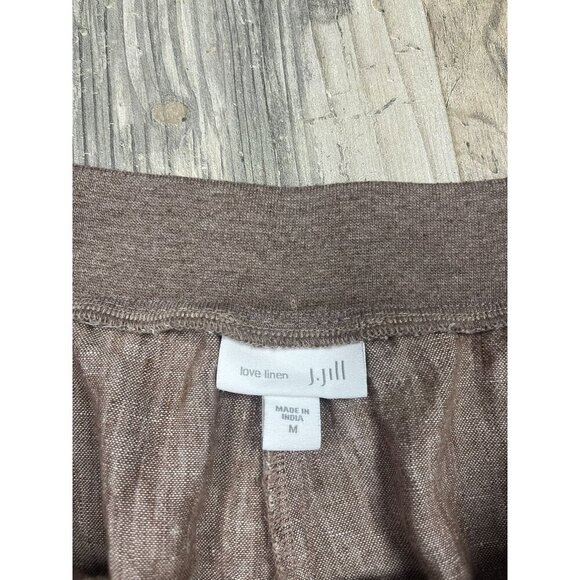 J Jill Love Linen Womens Pants Medium Tan Pockets Elastic Waist Straight Leg - Picture 4 of 9